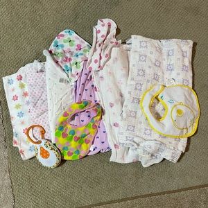 Baby Blankets and Bibs Lot